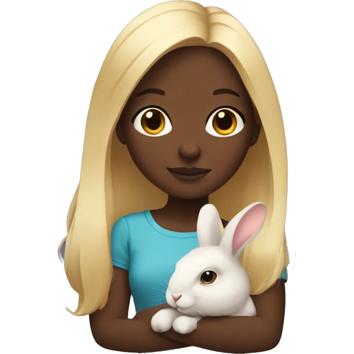 Blonde dark skinned girl with pet bunny emoji