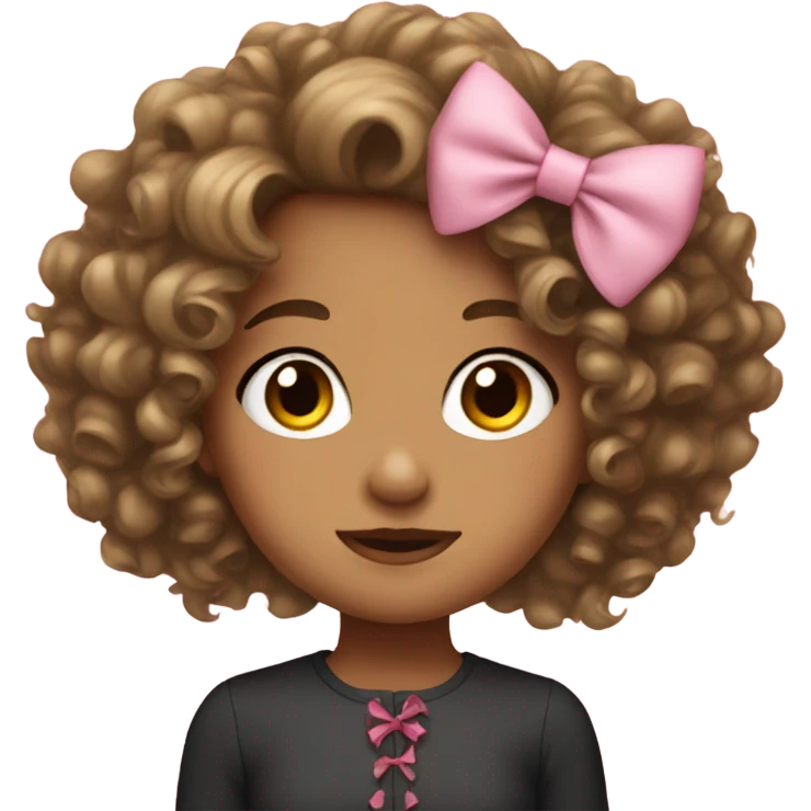 girl with curly hair and a bow emoji
