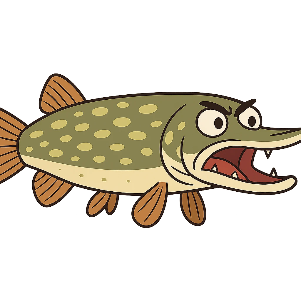 flat toon style pike fish emoji