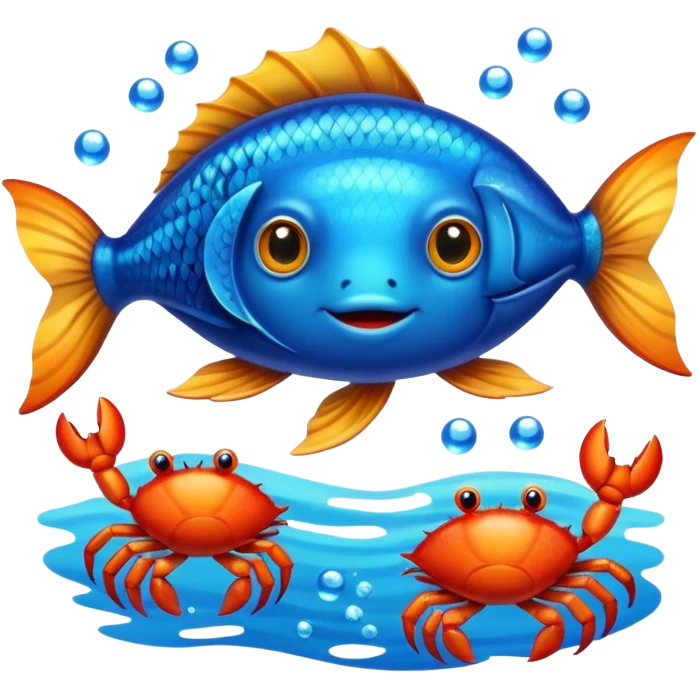 live fish and crabs emoji