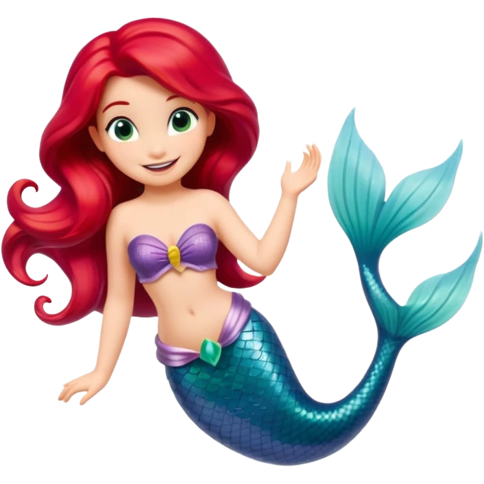 Isolated, detaile illustration of the most incredibly adorable Disney mermaid Ariel 
figurine imaginable, toy style. emoji