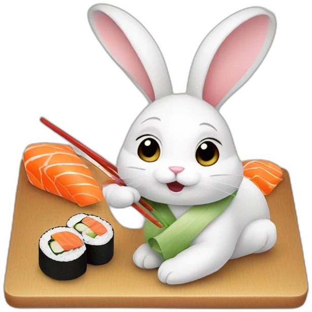 Cute bunny eating sushi emoji