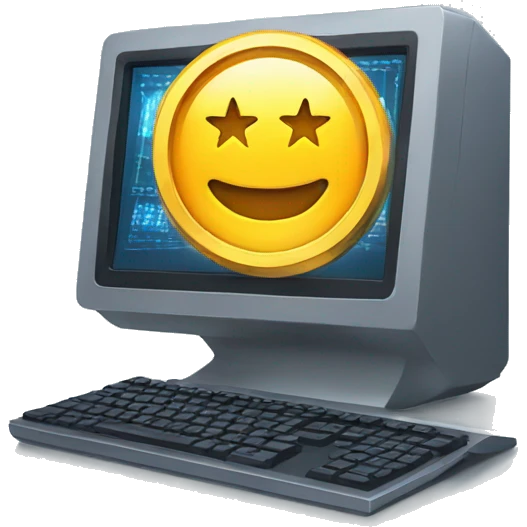 cold computer with the cryptocurrency on the screen emoji