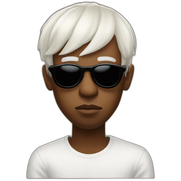 tyler the creator with a short white wig and dark sunglasses looking looking annoyed side view emoji