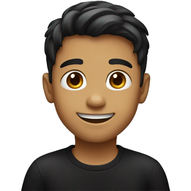 smiling boy in black shirt emoji