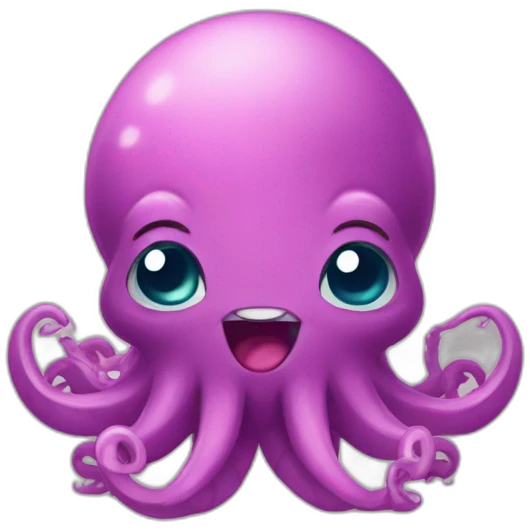cute kraken with cute face shy blushing emoji