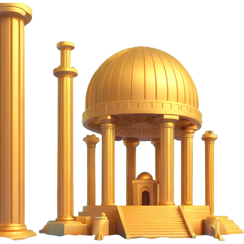 Anunnaki-inspired golden underwater base, large domes, tall pillars, aquatic background emoji