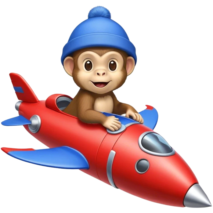 happy monkye in a hat flying in a rocket  emoji