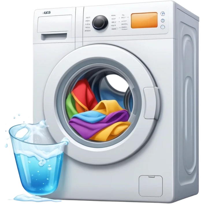 washing machine mid-cycle with clothes tumbling inside emoji