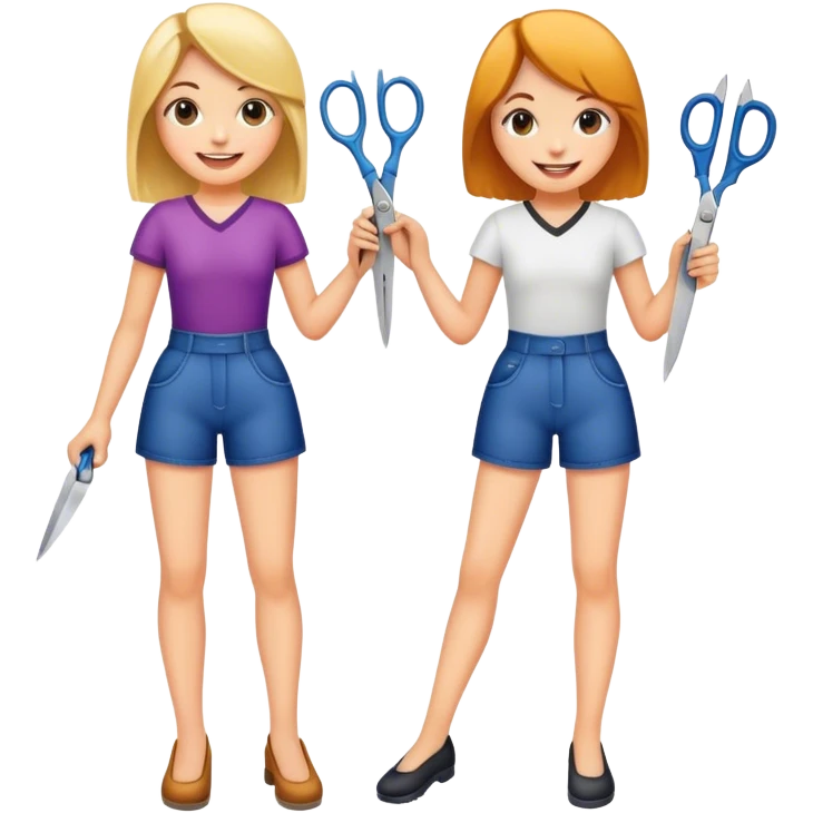 Two girls with scissors as legs  emoji