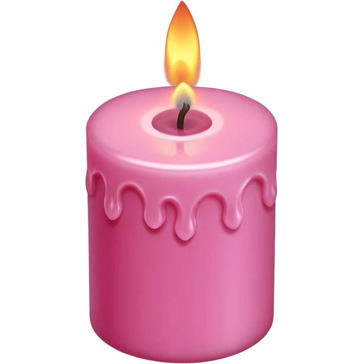 Draw a pink candle with a flame that can be used on a romantic dinner table, camera isometric emoji