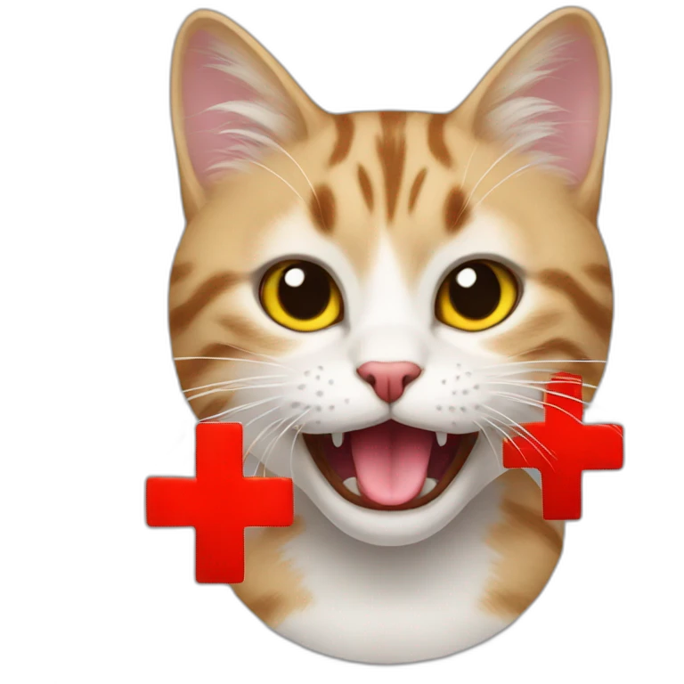 Cat with emote Red Cross and tongue emoji