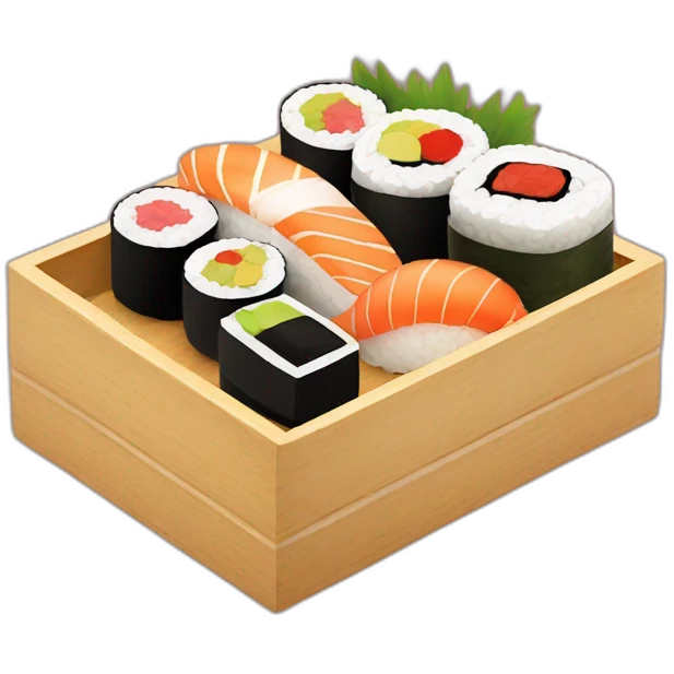 cute sushi bento wooden box emoji