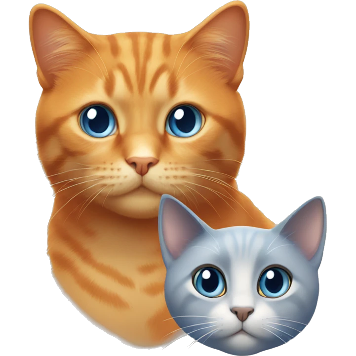 orange cat with blue eyes and gray cat with light brown eyes emoji