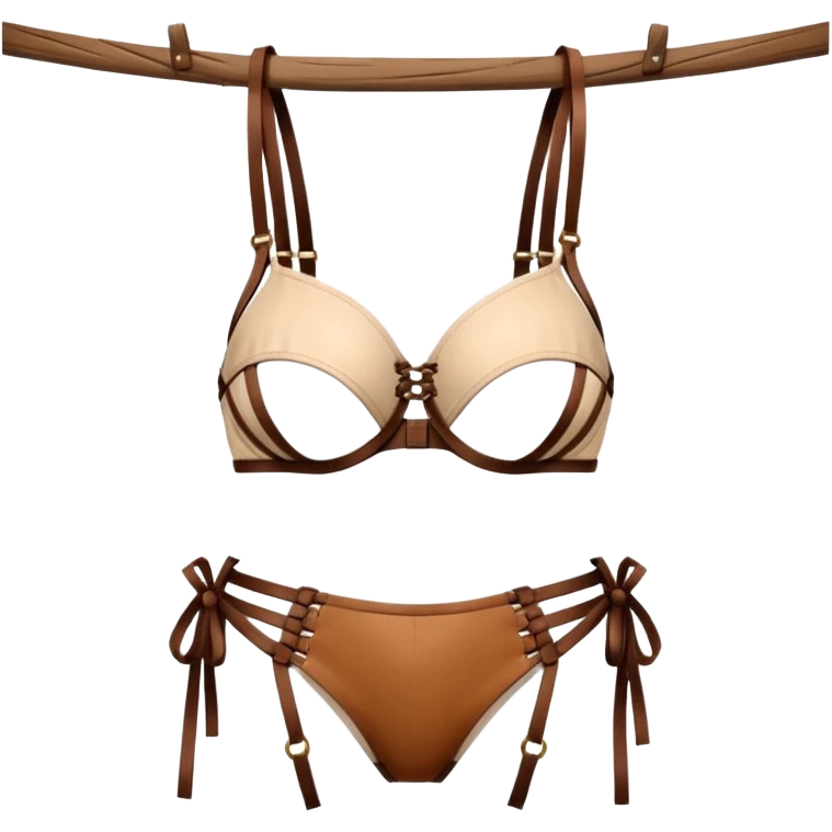 Lingerie made of pieces of wood and leather; shibari style  emoji