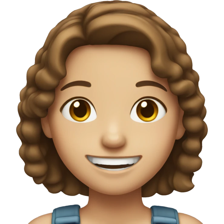 smiling girl with braces and brown hair emoji
