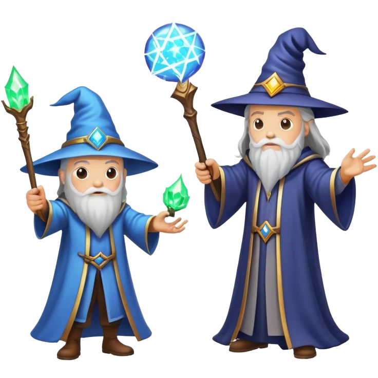 wizard and brain in a magical duel with glowing spell effects emoji
