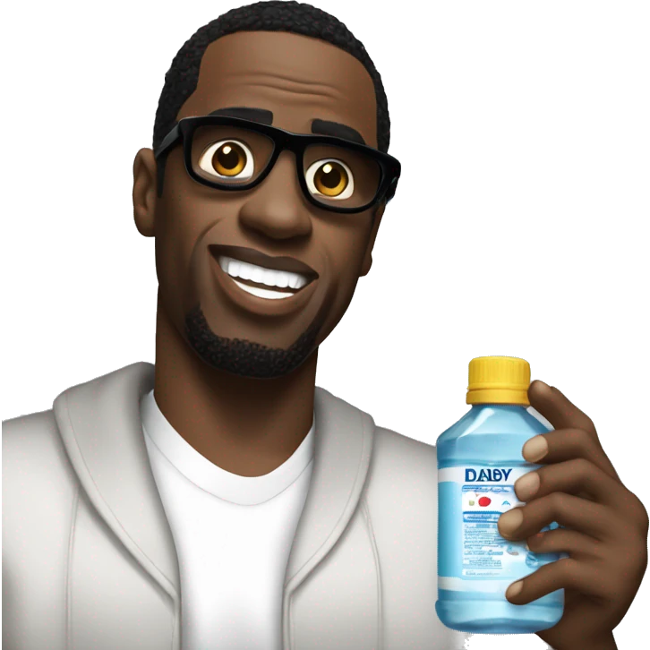 P.Diddy holding 1 bottle of baby oil emoji