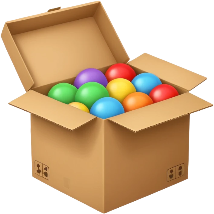 cardboard box with toys emoji