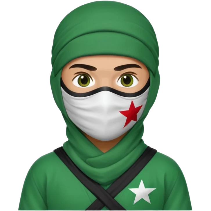 Ninja arab green and white with mask pakistani flag emoji