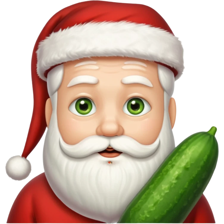 Santa with cucumber slices instead of eyes emoji