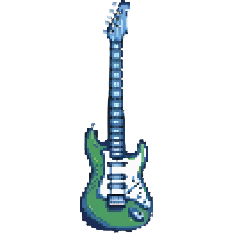 8-bit retro electric guitar, gaming style emoji