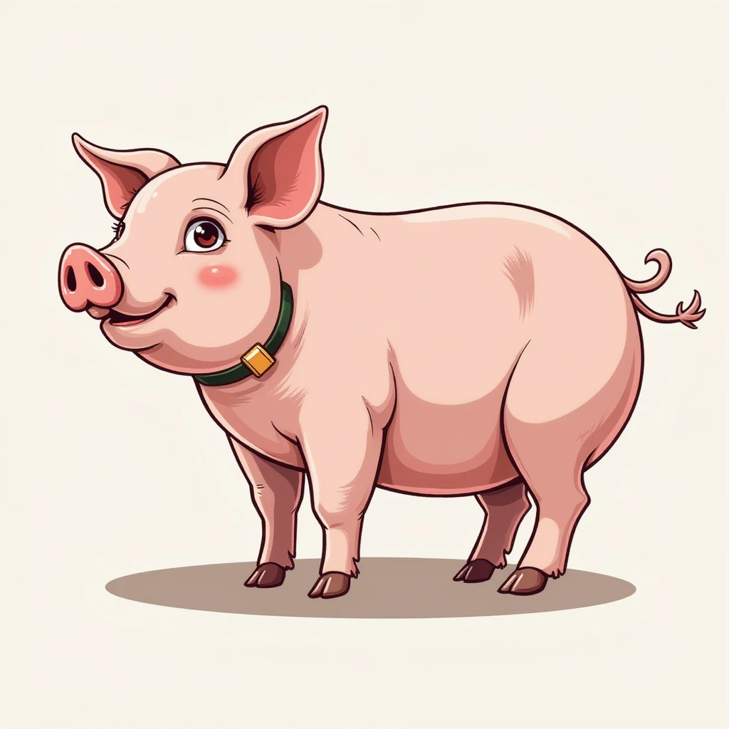 realistic pig with a small stylized thyroid icon overlaid or next to the neck to indicate the thyroid position, no internal details, white background, illustrative style, 4K emoji