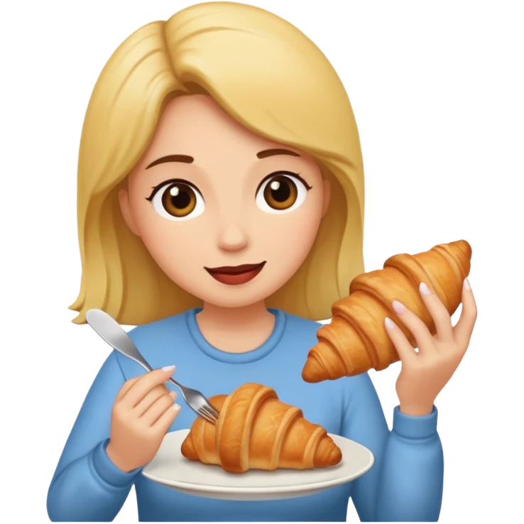 woman eating croissant emoji
