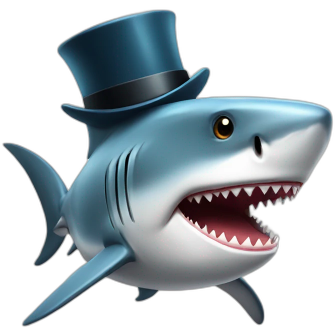 Shark with a top hat emoji