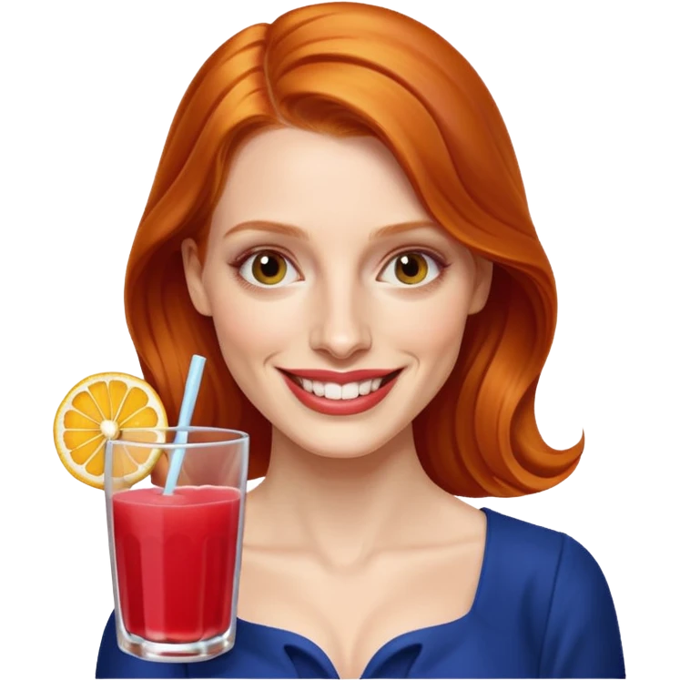 Jessica Chastain, making fruit punch emoji