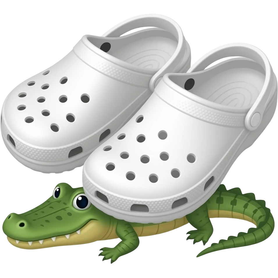 White crocs shoes beside a crocodile emoji