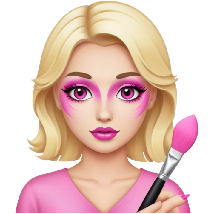blonde makeup artist, pink emoji