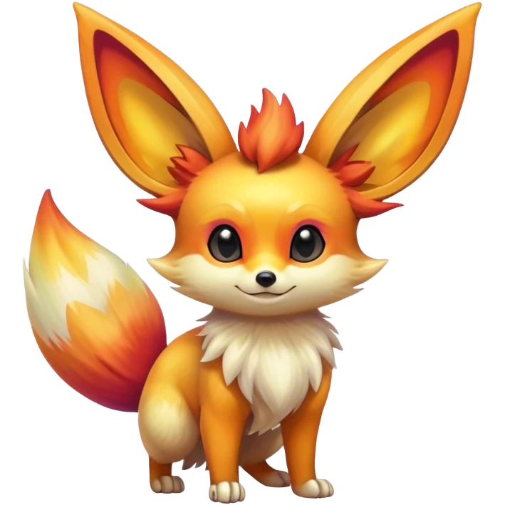 Shiny Vibrant Colorful Iridescent Fennekin-Eevee-creature-hybrid emoji