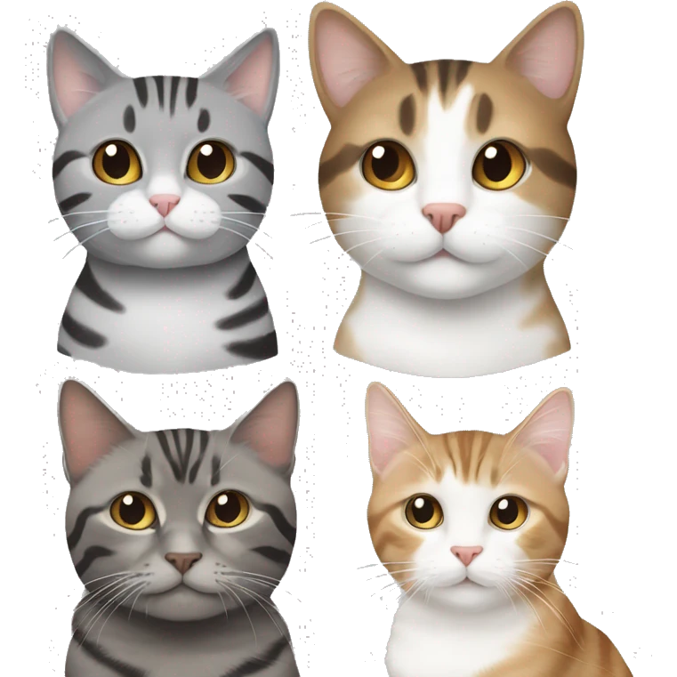 One gray and white tabby cat and one brown and black tabby cat emoji
