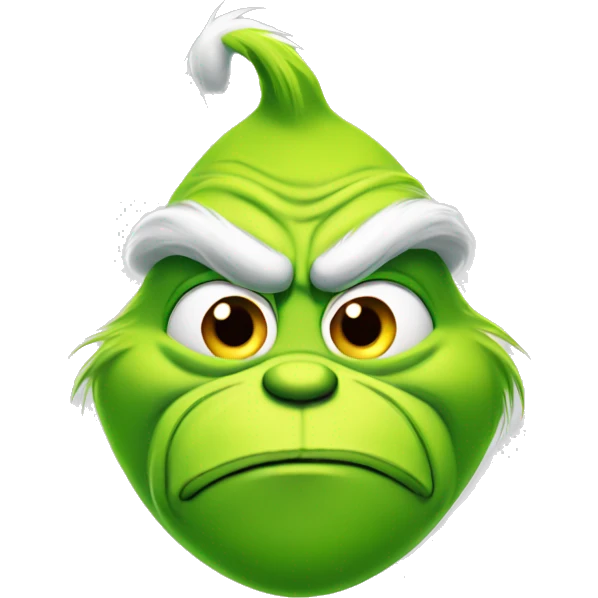 Grinch from cartoon head thinking emoji