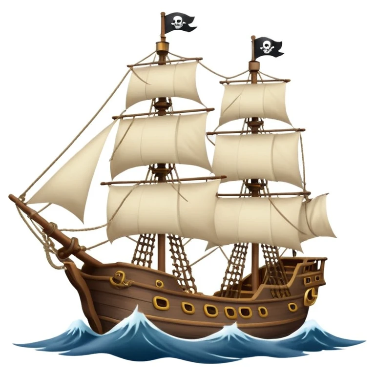pirate sailing a ship in strome sea background emoji