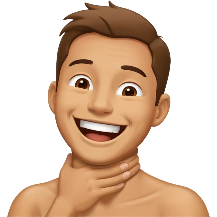A guy holding his neck and laughing  emoji