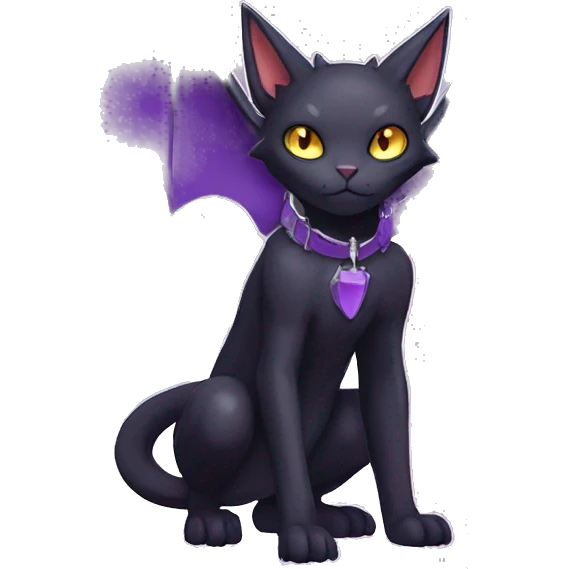 cool edgy evil black Purple nargacuga-bat-cat-Fakemon collar full body emoji