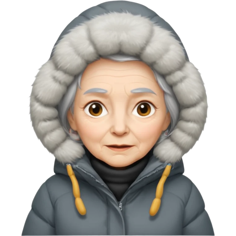 old woman in puffy winter coat











 emoji