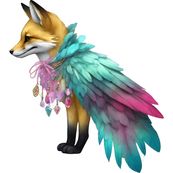 Beige cyan Pink magenta burgundy maroon cyan beige gray fox black stripes wearing gold jewellery gold piercings gold ear piercing gilded vintage watercolour tie dye black raven wings emoji
