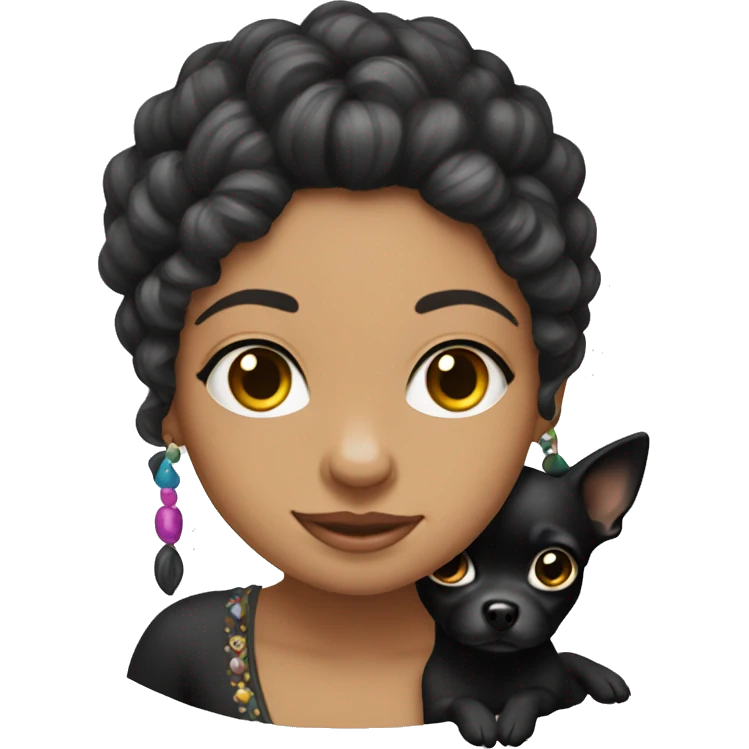 Gypsy with fair hair and black chihuahua emoji