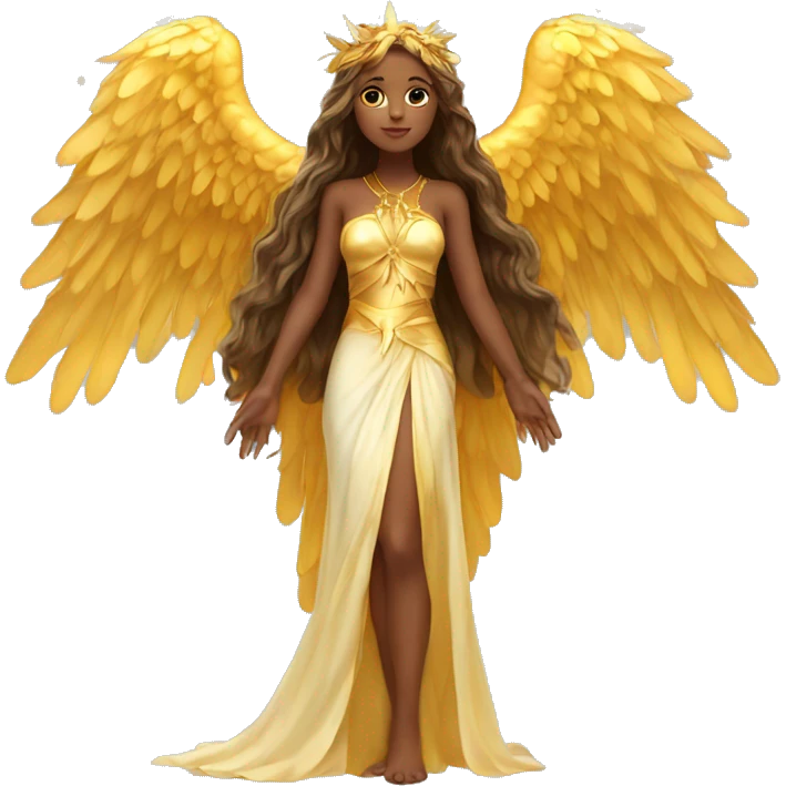 big wings, sun, gold, Beautiful, fairy, long hair emoji