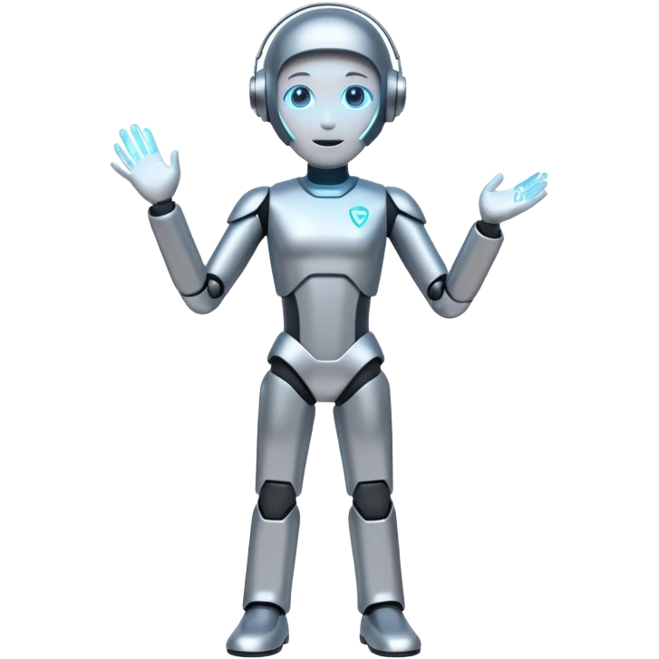 holographic figure AI agent helping people emoji