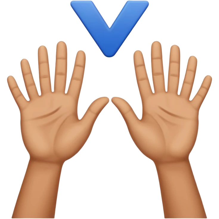 the raised hands emoji with a dark blue checkmark between them emoji