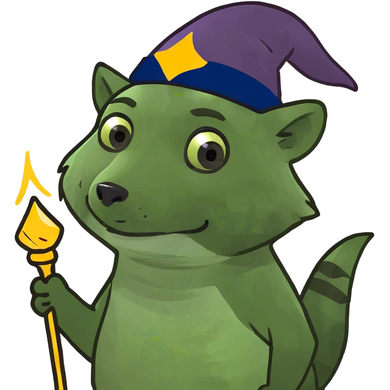 Raccoon wizard emoji