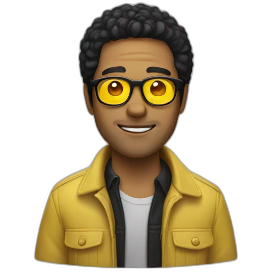 Man with yellow tinted glasses and black hair  emoji