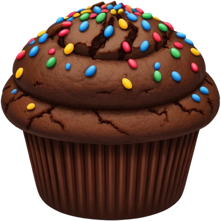 dark brown chocolate muffin chocolate sprinkles on top emoji