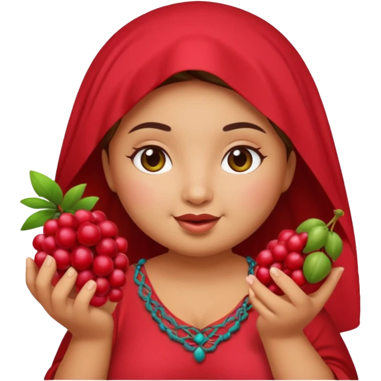 Cute emoji female chubby with a berry she is tan and moroccan  emoji
