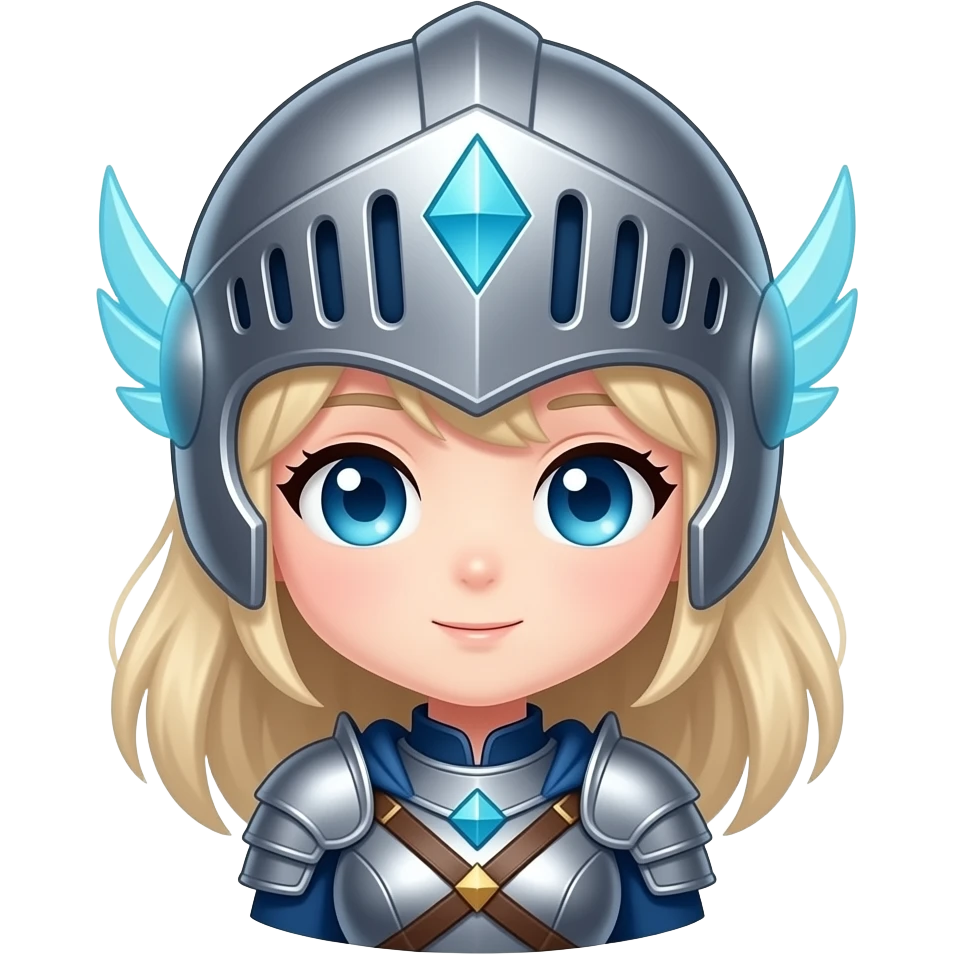 hero girl fantasy magic knight style anime chibi head & shoulder emoji