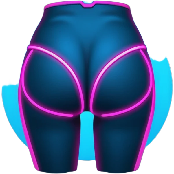 minimalist cartoon butt, neon pink and blue glowing outline, smooth rounded shapes, cyberpunk aesthetic, high contrast, vector style, no background emoji